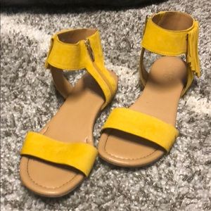 Franco Sarto Flat Sandals- yellow, barely worn